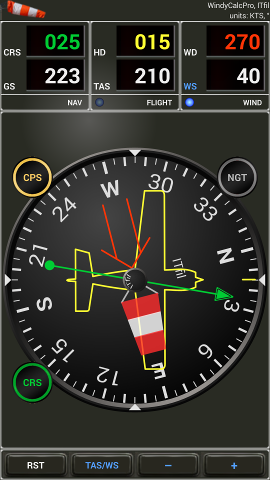 windycalcpro compass screenshot